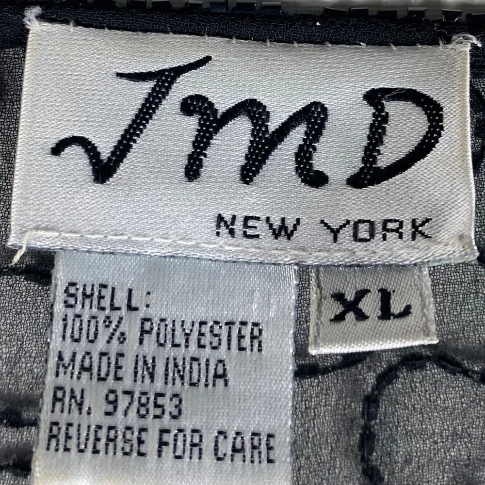 Vtg JMD NY XL 14 16 Jacket Shirt Top Black Beaded Elegant Party Cocktail Holiday - Picture 5 of 5